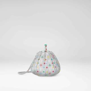 Louis-Vuitton-x-Yayoi-Kusama-Pumkin-bag-in-silver-Monogram-Empreinte-with-multicolor-Monogram-pattern