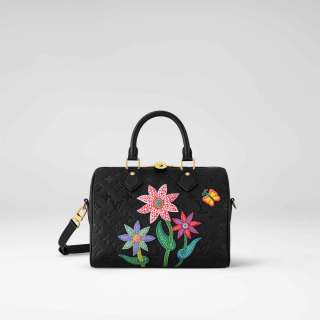 Louis-Vuitton-x-Yayoi-Kusama-Speedy-25-Bandouliere-in-black-taurillon-leather-with-Flower-marquetry